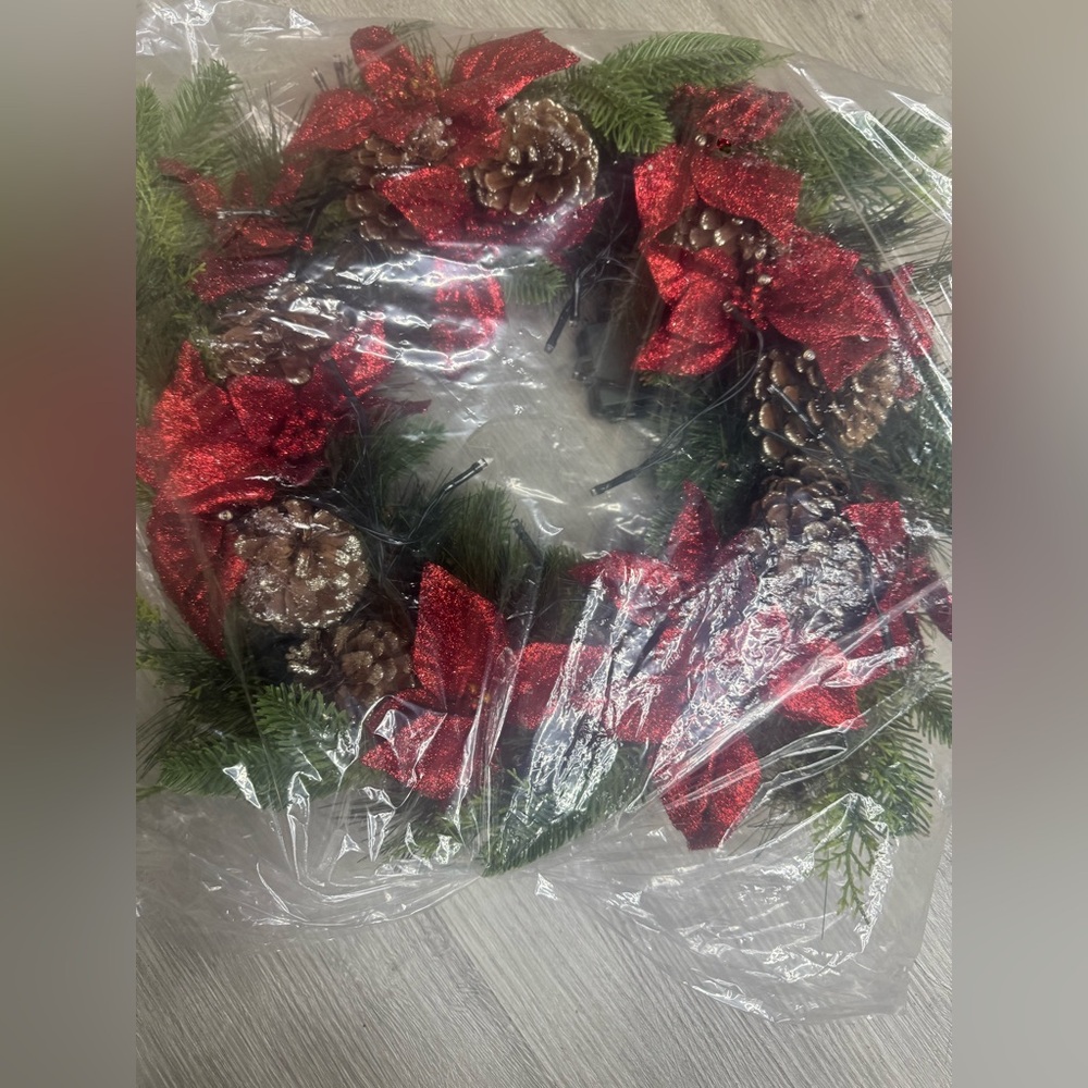 Festive Red and Green Holiday Wreath
